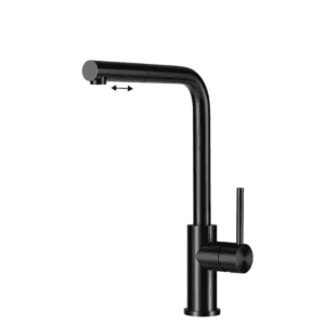 Lorreine Tweed-Black Eenhendel Keukenmengkraan Zwart Met Uittrekbare Handdouche