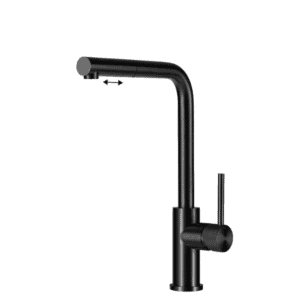 Lorreine Tweed-Black-XX Eenhendel Keukenmengkraan Met Luxe Hendel Zwart Met Uittrekbare Handdouche