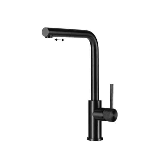 Lorreine Tweed-Black-XX Eenhendel Keukenmengkraan Met Luxe Hendel Zwart Met Uittrekbare Handdouche