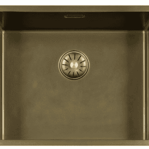 Lorreine 50SP-Messing Patina Luxe Enkele Keukenspoelbak 50 x 40 Speciaal Voor Quooker Messing Patina Onderbouw – Vlakbouw – Opbouw