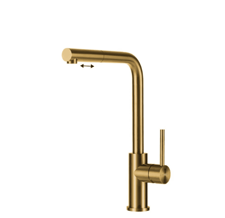 Lorreine Tweed-Gold Eenhendel Keukenmengkraan Goud Met Uittrekbare Handdouche
