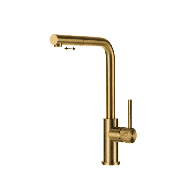 Lorreine Tweed-Gold-XX Eenhendel Keukenmengkraan Met Luxe Hendel Goud Met Uittrekbare Handdouche