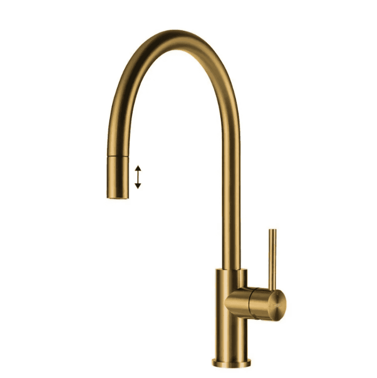 Lorreine Aire-Gold Eenhendel Keukenmengkraan Goud Met Uittrekbare Handdouche