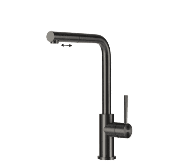 Lorreine Tweed-Gunmetal Eenhendel Keukenmengkraan Gun Metal Met Uittrekbare Handdouche