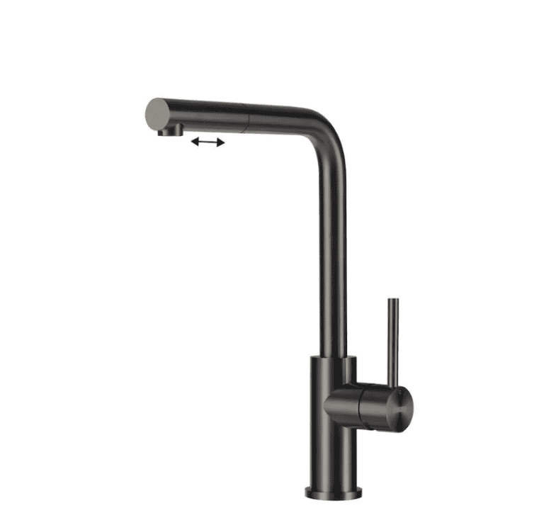 Lorreine Tweed-Gunmetal Eenhendel Keukenmengkraan Gun Metal Met Uittrekbare Handdouche