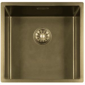 Lorreine 40SP-Messing Patina Luxe Enkele Keukenspoelbak Speciaal Voor Quooker Messing Patina 40 x 40 Onderbouw – Vlakbouw – Opbouw