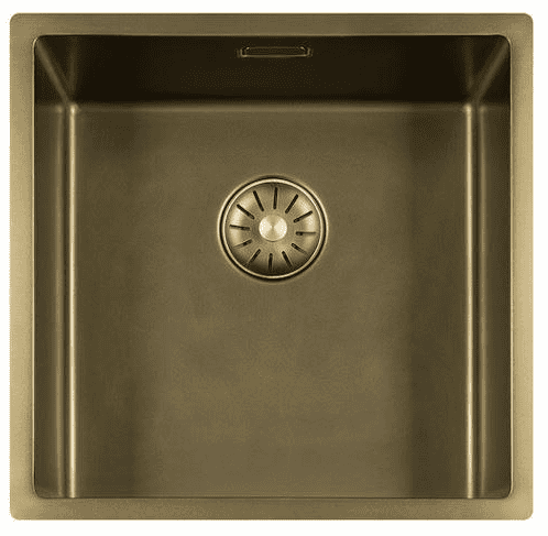 Lorreine 40SP-Messing Patina Luxe Enkele Keukenspoelbak Speciaal Voor Quooker Messing Patina 40 x 40 Onderbouw – Vlakbouw – Opbouw