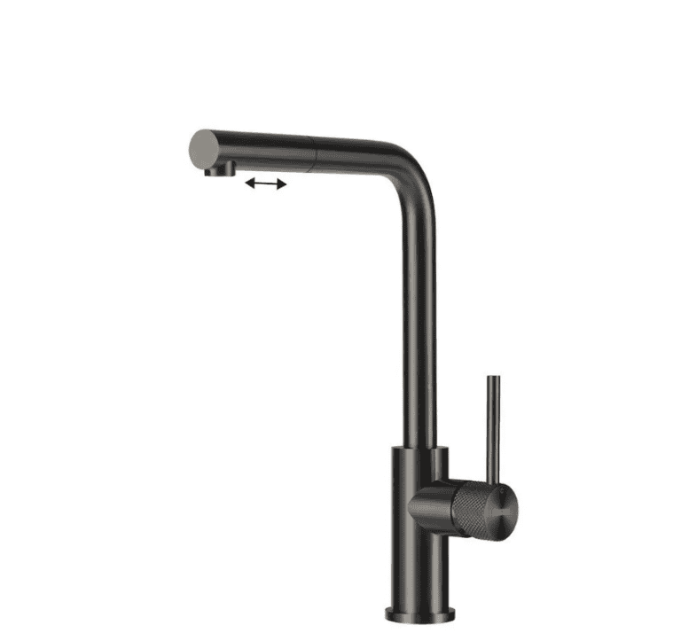 Lorreine Tweed-Gunmetal-XX Eenhendel Keukenmengkraan Met Luxe Hendel Gun Metal Met Uittrekbare Handdouche