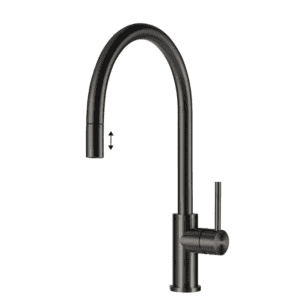 Lorreine Aire-Gunmetal Eenhendel Keukenmengkraan Gun Metal Met Uittrekbare Handdouche