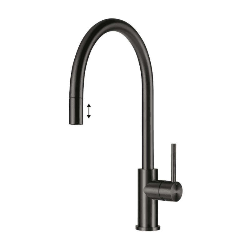 Lorreine Aire-Gunmetal Eenhendel Keukenmengkraan Gun Metal Met Uittrekbare Handdouche