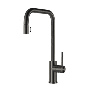 Lorreine Spey-Gunmetal Eenhendel Keukenmengkraan Gun Metal Met Uittrekbare Handdouche