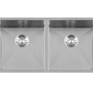 Lorreine 4040R Dubbele Keukenspoelbak RVS 40 x 40 + 40 x 40 Onderbouw - Vlakbouw - Opbouw