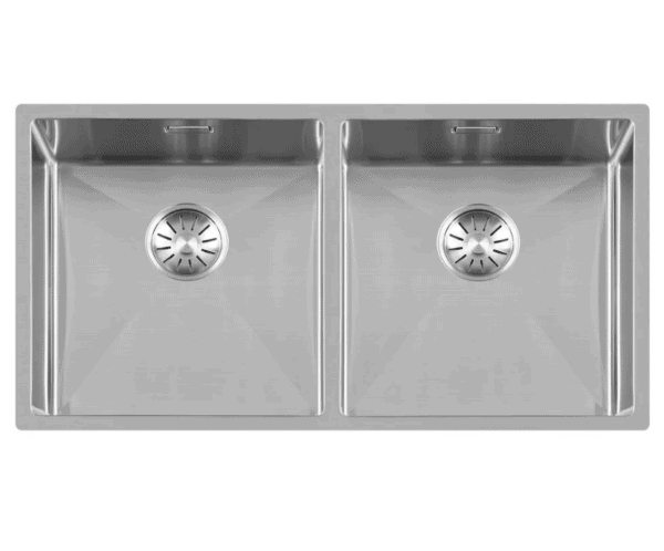 Lorreine 4040R Dubbele Keukenspoelbak RVS 40 x 40 + 40 x 40 Onderbouw - Vlakbouw - Opbouw