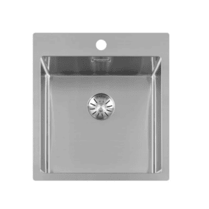Lorreine 40SPTH Luxe Enkele Keukenspoelbak Met Kraangat RVS 40 x 40 Onderbouw – Vlakbouw – Opbouw