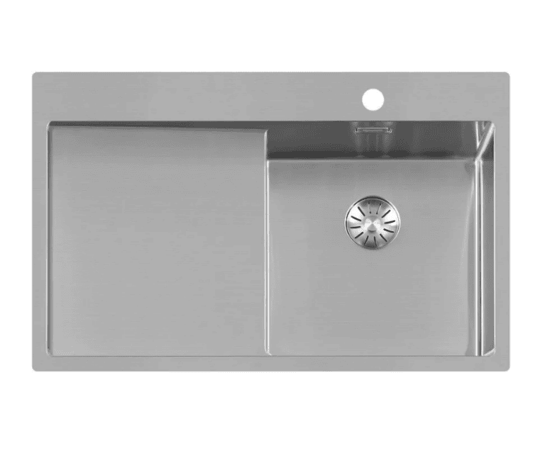 Lorreine 40SPDB-L Luxe Enkele Keukenspoelbak Rechts Met Kraangat RVS 86 x 51 Onderbouw – Vlakbouw – Opbouw