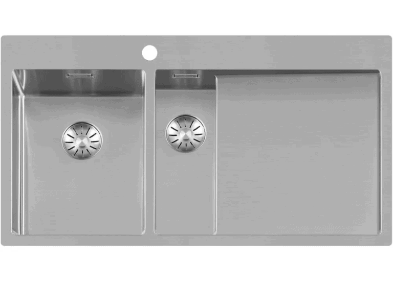 Lorreine 3415SPDB-R Luxe Anderhalve Keukenspoelbak Links Met Kraangat RVS 100 x 51 Onderbouw – Vlakbouw – Opbouw