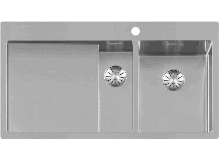 Lorreine 1534SPDB-L Luxe Anderhalve Keukenspoelbak Rechts Met Kraangat RVS 100 x 51 Onderbouw – Vlakbouw – Opbouw