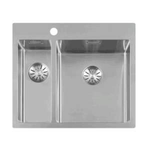 Lorreine 1534SPTH Luxe Anderhalve Keukenspoelbak Rechts Met Kraangat RVS 15 x 40 + 34 x 40 Onderbouw – Vlakbouw – Opbouw