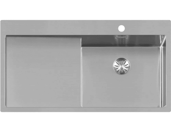 Lorreine 50SPDB-L Luxe Enkele Keukenspoelbak Rechts Met Kraangat RVS 100 x 51 Onderbouw – Vlakbouw – Opbouw