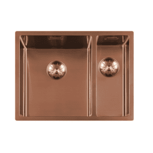 Lorreine 3415SP-Copper Luxe Anderhalve Keukenspoelbak Links Copper 34 x 40 + 15 x 40 Onderbouw – Vlakbouw – Opbouw