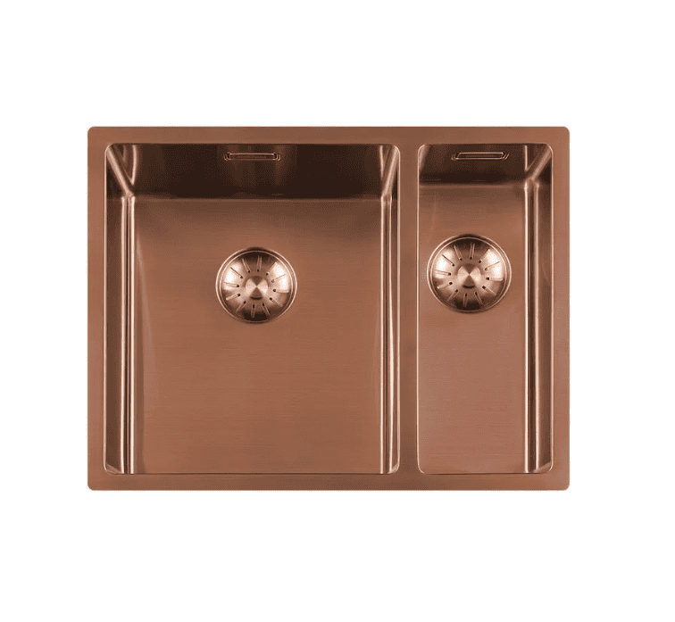 Lorreine 3415SP-Copper Luxe Anderhalve Keukenspoelbak Links Copper 34 x 40 + 15 x 40 Onderbouw – Vlakbouw – Opbouw