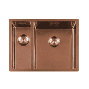 Lorreine 1534SP-Copper Luxe Anderhalve Keukenspoelbak Rechts Copper 15 x 40 + 34 x 40 Onderbouw – Vlakbouw – Opbouw