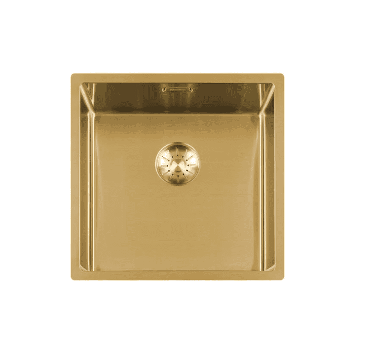 Lorreine 40SP-Gold Luxe Enkele Keukenspoelbak Goud 40 x 40 Onderbouw – Vlakbouw – Opbouw