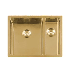 Lorreine 3415SP-Gold Luxe Anderhalve Keukenspoelbak Links Goud 34 x 40 + 15 x 40 Onderbouw – Vlakbouw – Opbouw