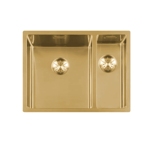 Lorreine 3415SP-Gold Luxe Anderhalve Keukenspoelbak Links Goud 34 x 40 + 15 x 40 Onderbouw – Vlakbouw – Opbouw
