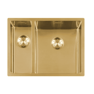 Lorreine 1534SP-Gold Luxe Anderhalve Keukenspoelbak Rechts Goud 15 x 40 + 34 x 40 Onderbouw – Vlakbouw – Opbouw