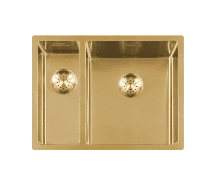 Lorreine 1534SP-Gold Luxe Anderhalve Keukenspoelbak Rechts Goud 15 x 40 + 34 x 40 Onderbouw – Vlakbouw – Opbouw
