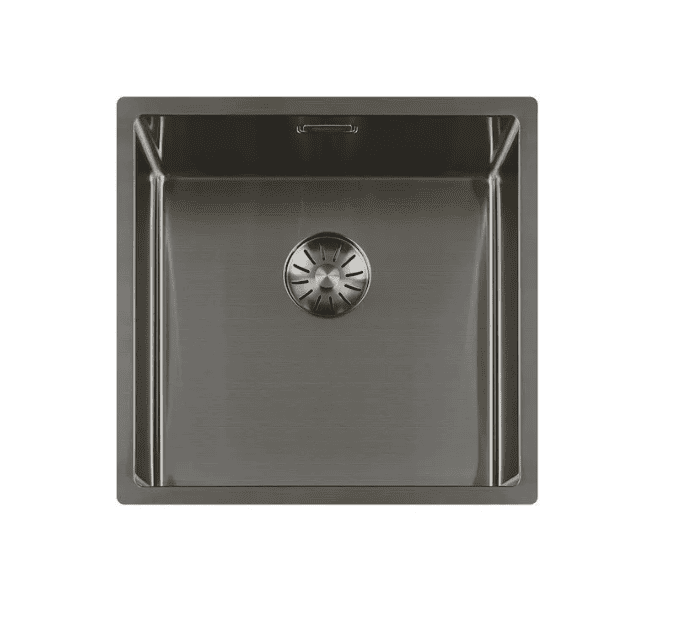 Lorreine 40SP-Gunmetal Luxe Enkele Keukenspoelbak Gun Metal 40 x 40 Onderbouw – Vlakbouw – Opbouw