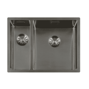 Lorreine 1534SP-Gunmetal Luxe Anderhalve Keukenspoelbak Rechts Gun Metal 15 x 40 + 34 x 40 Onderbouw – Vlakbouw – Opbouw