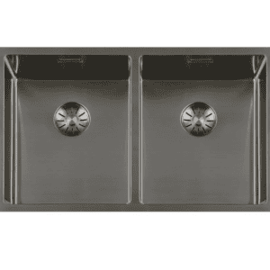 Lorreine 3434SP-Gunmetal Luxe Dubbele Keukenspoelbak Gun Metal 34 x 40 + 34 x 40 Onderbouw – Vlakbouw – Opbouw