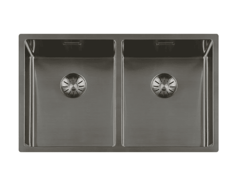 Lorreine 3434SP-Gunmetal Luxe Dubbele Keukenspoelbak Gun Metal 34 x 40 + 34 x 40 Onderbouw – Vlakbouw – Opbouw