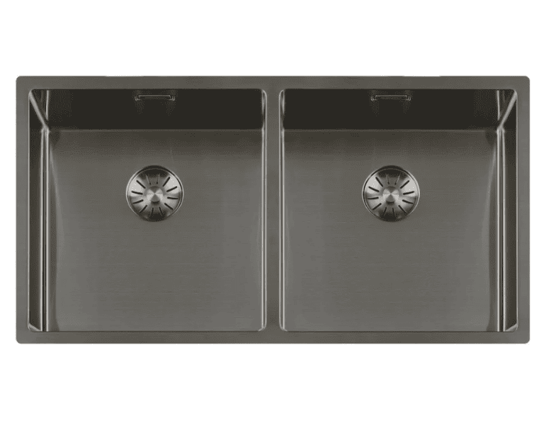 Lorreine 4040SP-Gunmetal Luxe Dubbele Keukenspoelbak Gun Metal 40 x 40 + 40 x 40 Onderbouw – Vlakbouw – Opbouw