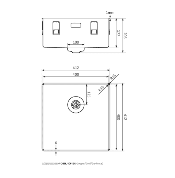 Lorreine 40SL-1016 Luxe Enkele Keukenspoelbak RVS 40 x 40 Speciaal Voor Vlakbouw In Onder Andere Keramiek Of Dekton