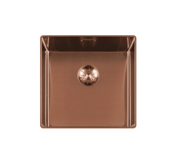 Lorreine 40SL-1016-Copper Luxe Enkele Keukenspoelbak Copper 40 x 40 Speciaal Voor Vlakbouw In Onder Andere Keramiek Of Dekton