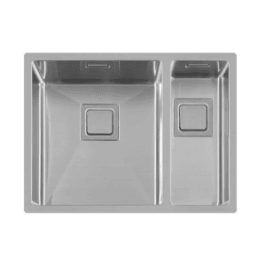 Lorreine 3415VK Luxe Anderhalve Keukenspoelbak Links RVS Met Vierkante Korfplug 34 x 40 + 15 x 40 Onderbouw - Vlakbouw - Opbouw