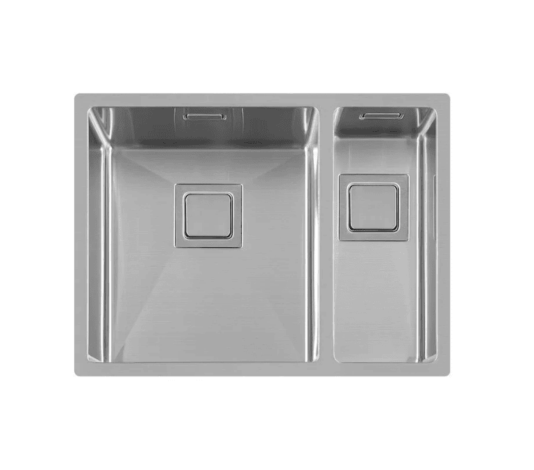 Lorreine 3415VK Luxe Anderhalve Keukenspoelbak Links RVS Met Vierkante Korfplug 34 x 40 + 15 x 40 Onderbouw - Vlakbouw - Opbouw