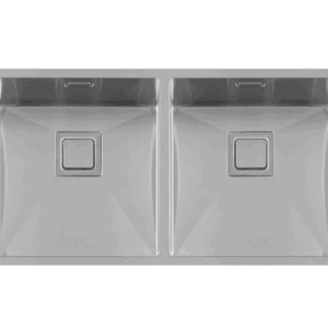 Lorreine 4040VK Luxe Dubbele Keukenspoelbak RVS Met Vierkante Korfplug 40 x 40 + 40 x 40 Onderbouw - Vlakbouw - Opbouw