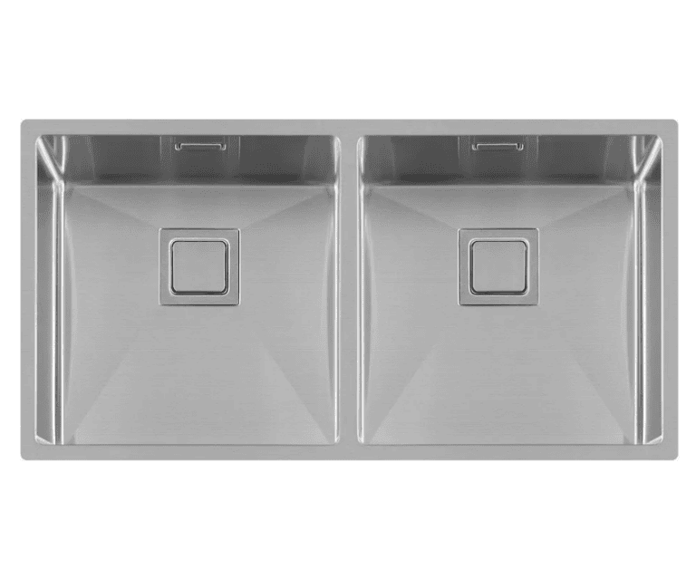 Lorreine 4040VK Luxe Dubbele Keukenspoelbak RVS Met Vierkante Korfplug 40 x 40 + 40 x 40 Onderbouw - Vlakbouw - Opbouw
