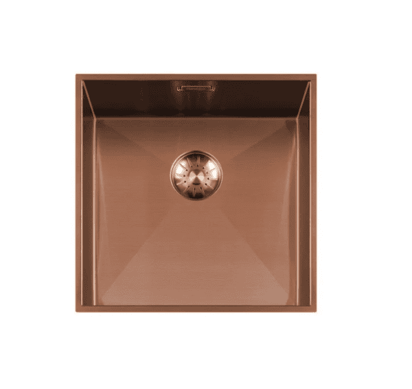 Lorreine 42WT-Copper Luxe Enkele Keukenspoelbak Copper 42 x 42 Speciaal Voor Inbouw In Stenen Blad Onderbouw