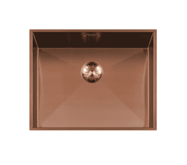 Lorreine 52WT-Copper Luxe Enkele Keukenspoelbak Copper 52 x 42 Speciaal Voor Inbouw In Stenen Blad Onderbouw