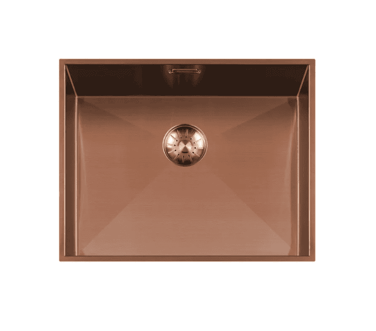 Lorreine 52WT-Copper Luxe Enkele Keukenspoelbak Copper 52 x 42 Speciaal Voor Inbouw In Stenen Blad Onderbouw