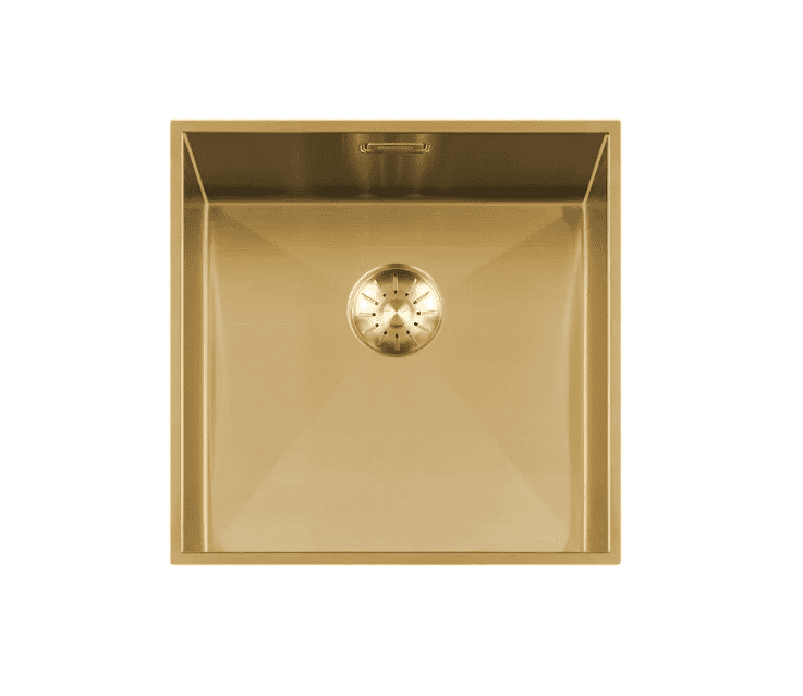 Lorreine 42WT-Gold Luxe Enkele Keukenspoelbak Goud 42 x 42 Speciaal Voor Inbouw In Stenen Blad Onderbouw