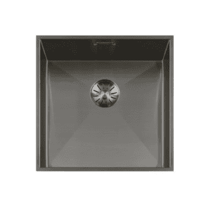 Lorreine 42WT-Gunmetal Luxe Enkele Keukenspoelbak Gun Metal 42 x 42 Speciaal Voor Inbouw In Stenen Blad Onderbouw