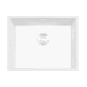 Lorreine 50WQ-FU Luxe Enkele Keukenspoelbak Graniet Wit Met Korfplug Wit 50 x 40 Vlakbouw Of Onderbouw