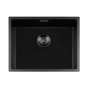 Lorreine 50BQ-FU-Gunmetal Luxe Enkele Keukenspoelbak Graniet Zwart Met Korfplug Gun Metal 50 x 40 Vlakbouw Of Onderbouw