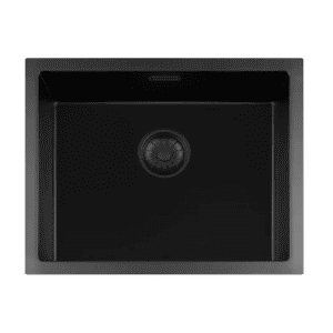 Lorreine 50BQ-T Luxe Enkele Keukenspoelbak Graniet Zwart Met Korfplug Zwart 50 x 40 Opbouw